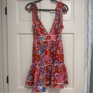 Poupette St. Barth Red and Pink Backless Dress